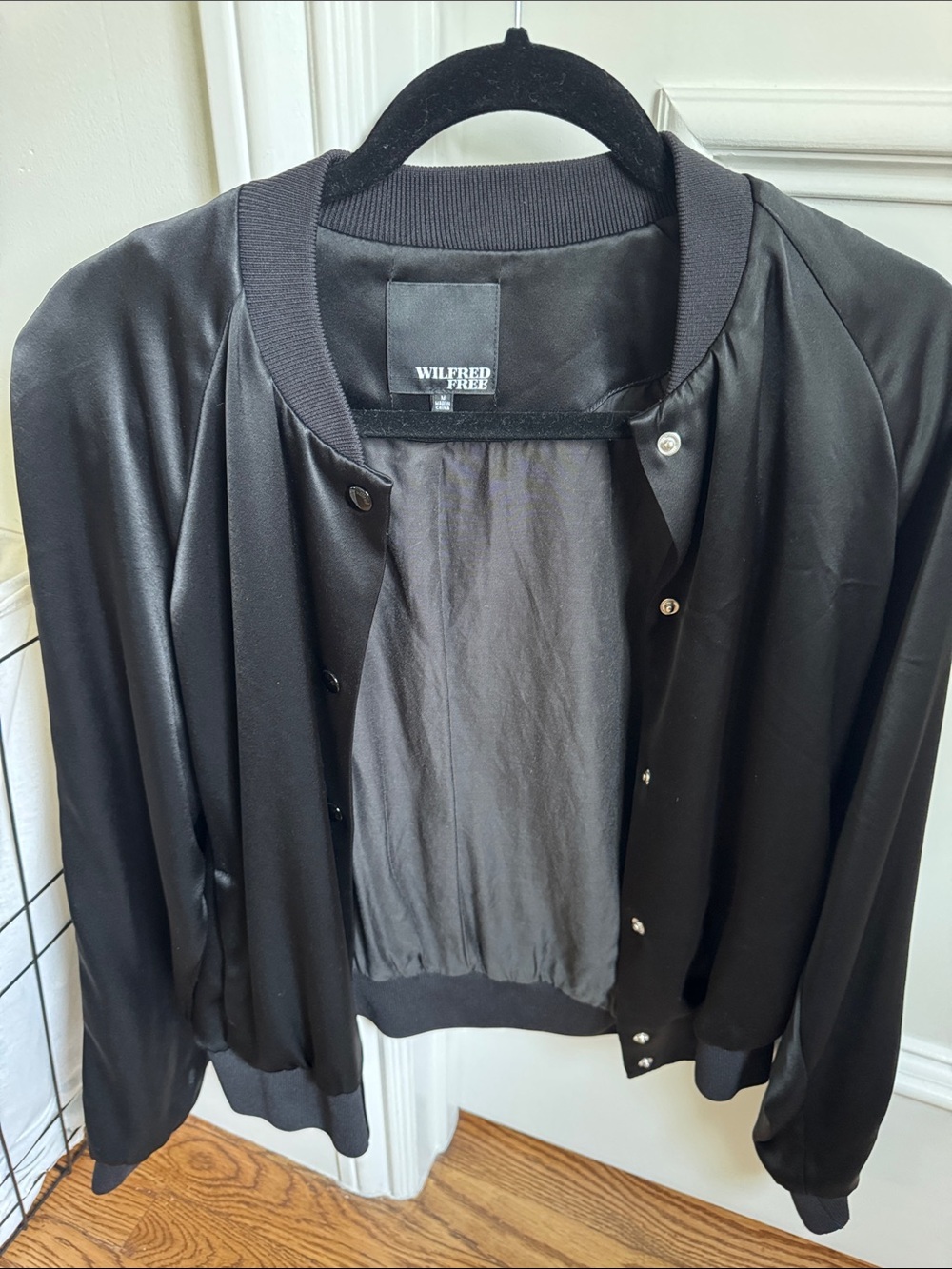 Wilfred Black Satin Bomber Jacket